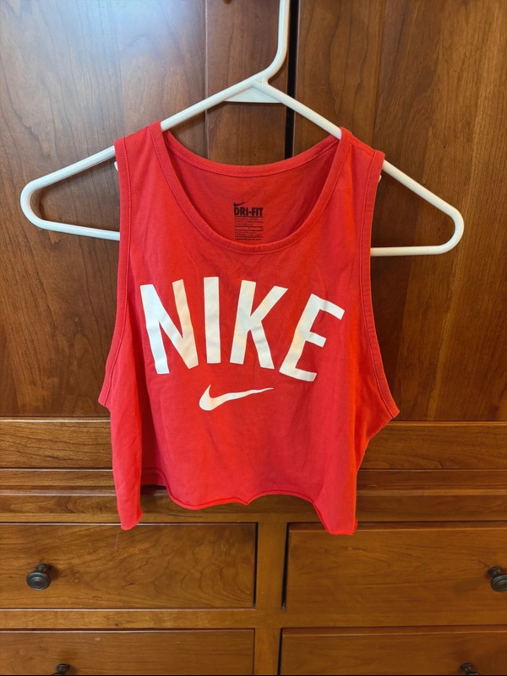 Nike Dri-FIT red cropped logo tank top